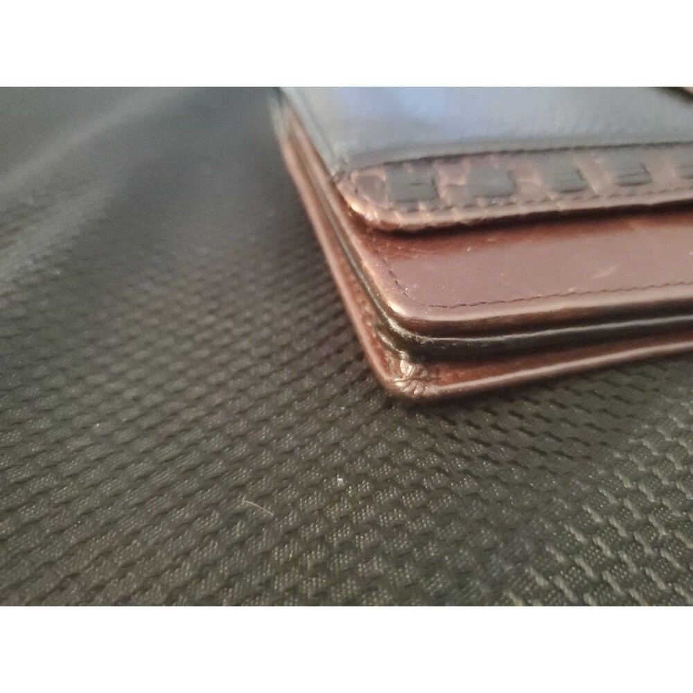 Brighton Black & Brown Leather w/silver Heart Button Close Checkbook I.D. wallet - Picture 3 of 12